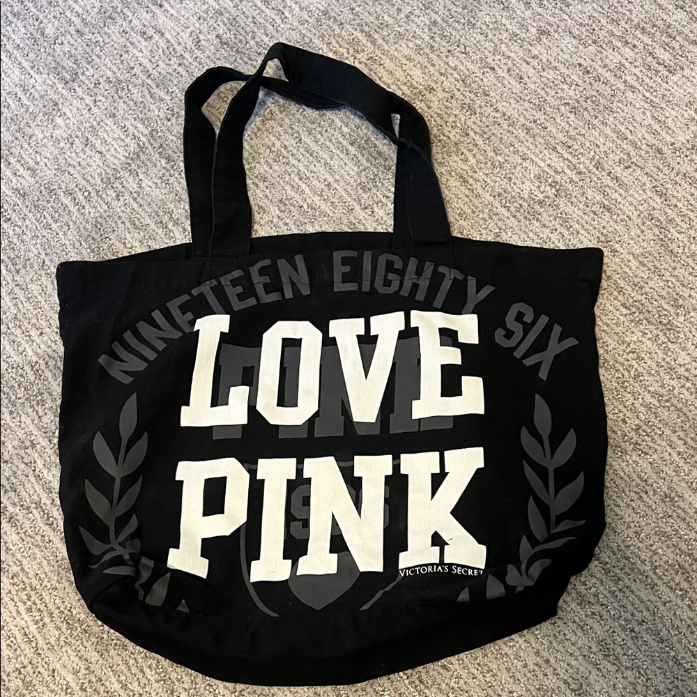 Victoria's Secret Black and White Love Pink Tote Vintage